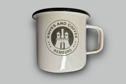 Emaille-Becher/Logodesign, Knives and Coffee Hamburg